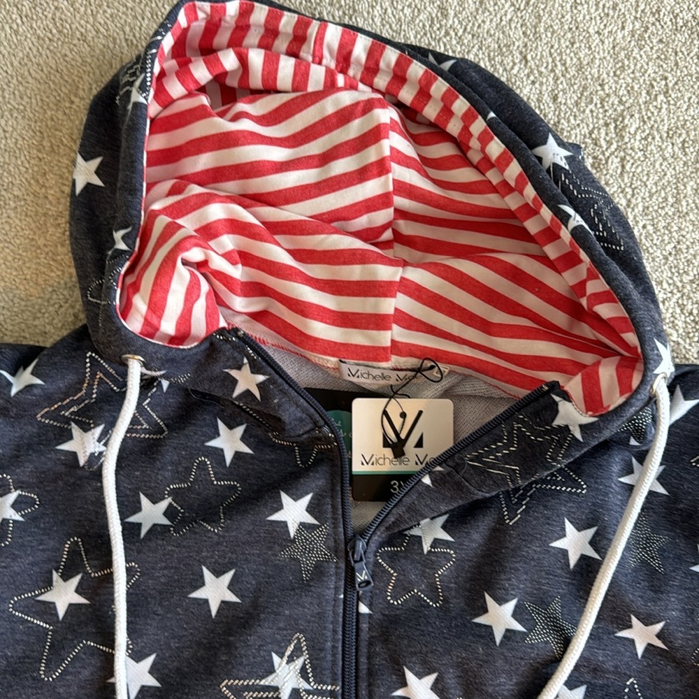Michelle Mae Patriotic Quarter Zip Hoodie - Picture 2 of 5